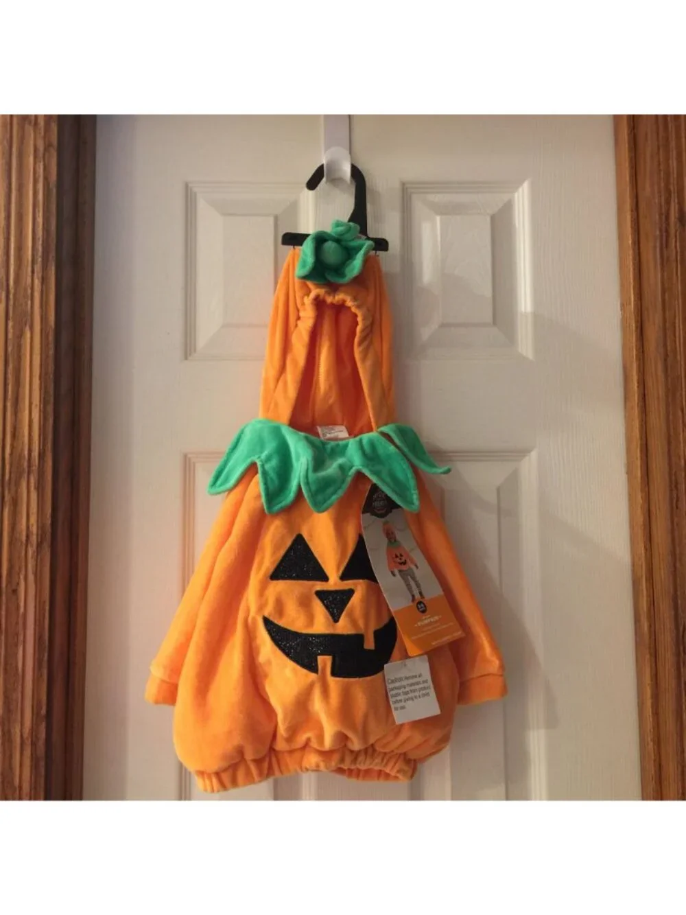 HYDE & EEK! Boutique Infant 0-6 Months Hooded Plush Pumpkin Jack-o-Lantern Costu